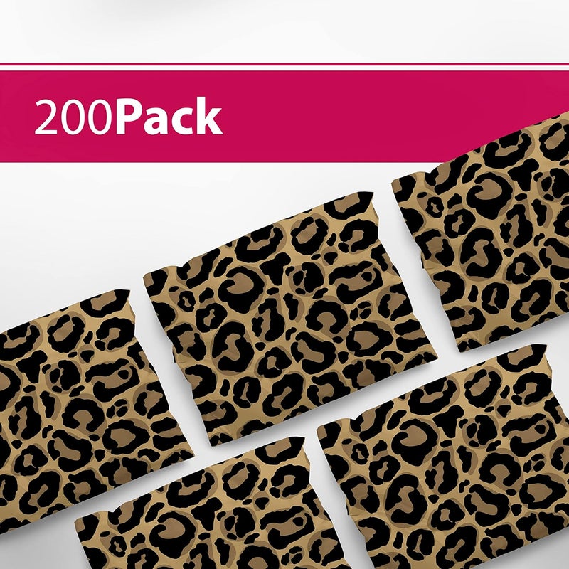 Package Mint Poly Mailers 6 x 9 200 Pack | Waterproof & Tear Resistant Mailing Envelopes for Small Business Supplies | Shipping Bags for Clothes | Cute Shipping Bags for Small Business - Leopard - Image 3